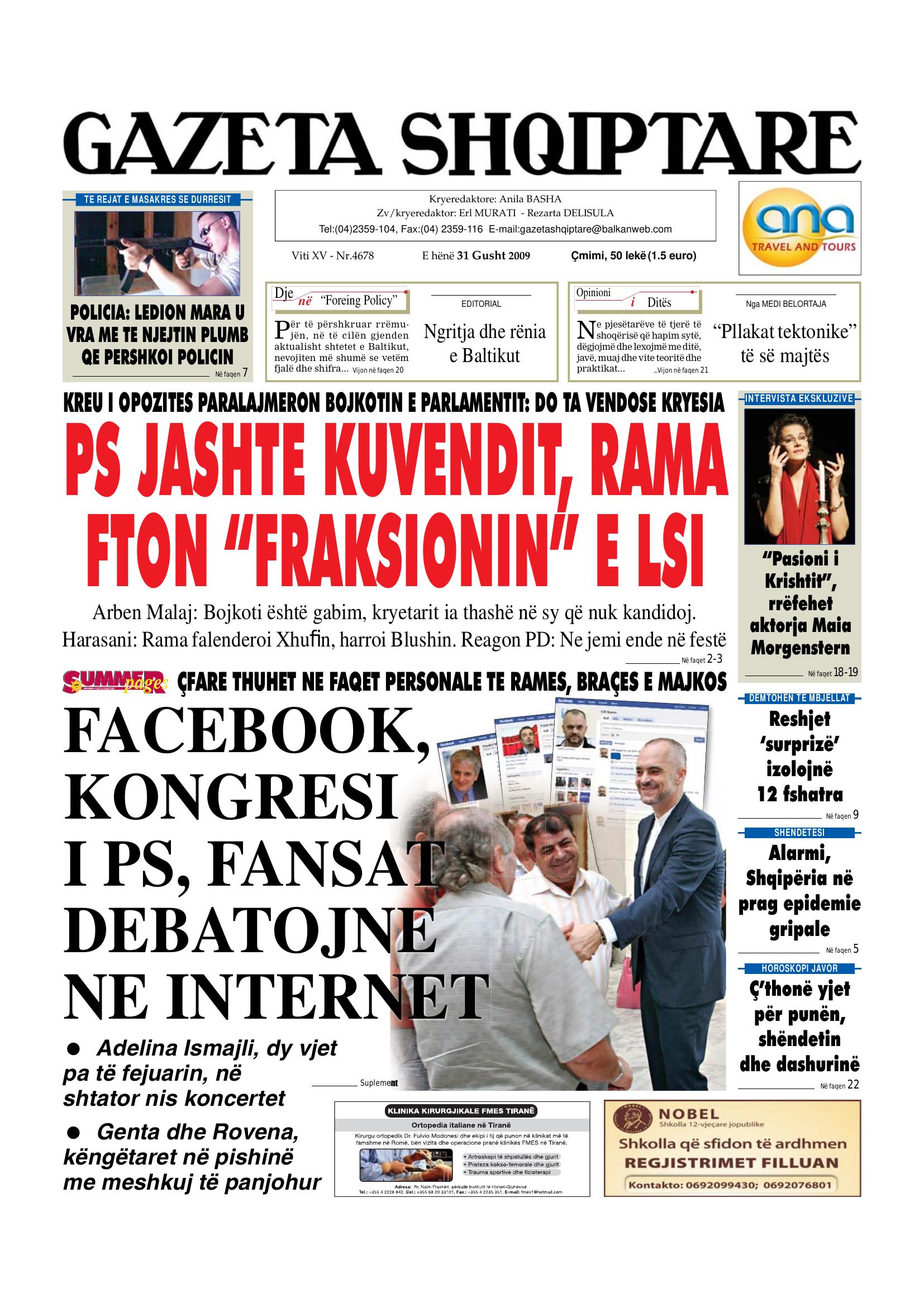 Gazeta Shqiptare 2009-08-31